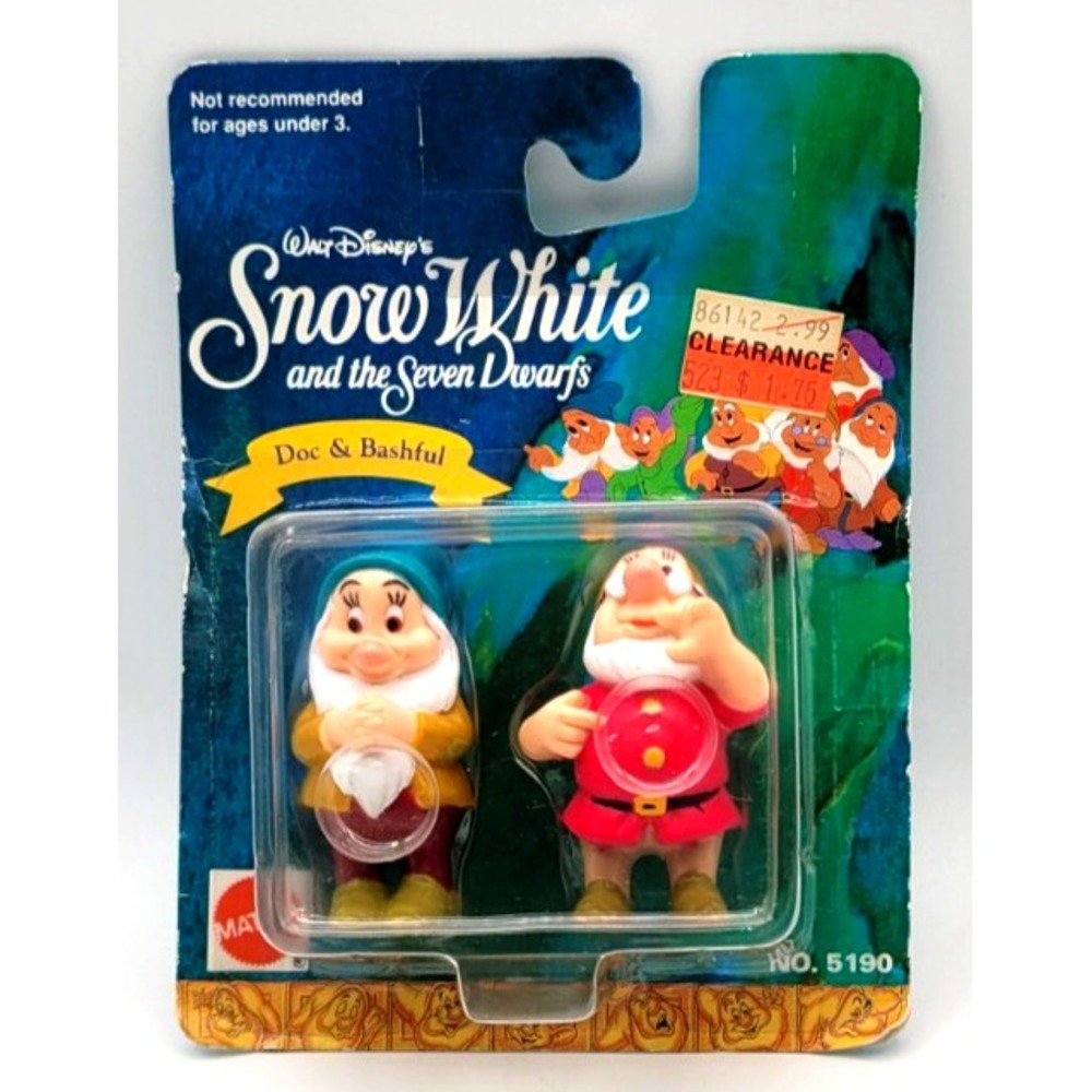 1998 Disney Doc & Bashful Figures Snow White & the Seven Dwarfs Mattel SEALED